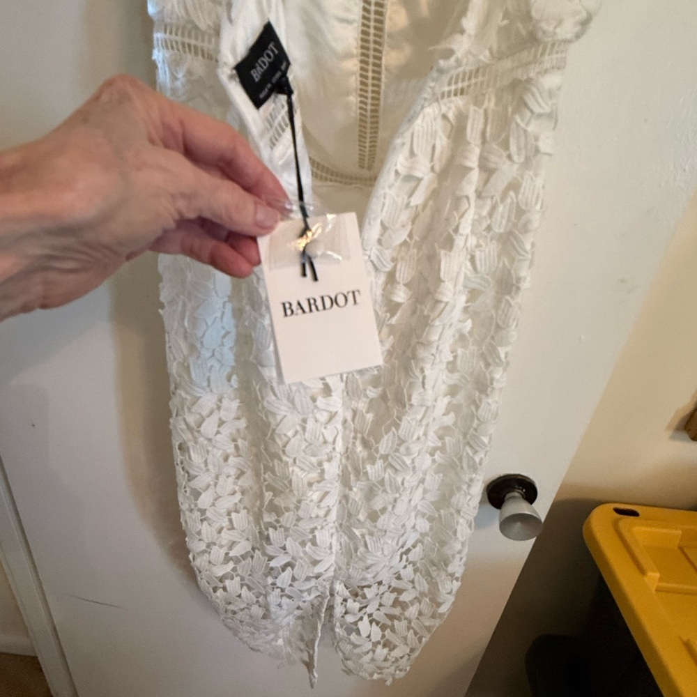 Bardot Strapless White Floral Dress, ivory - Picture 5 of 5
